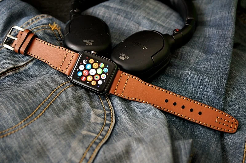 AWBF52-D60 handgefertigt Vintage Leder Uhrenarmband incl. Lugs Adapter für Apple Watch (oder Apple Watch Sport) 42mm oder 38mm – Bild 4